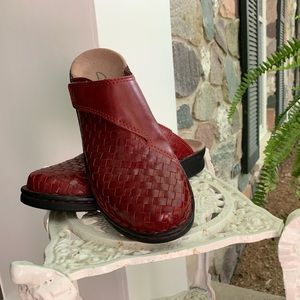 Clarks Leather Slides Red